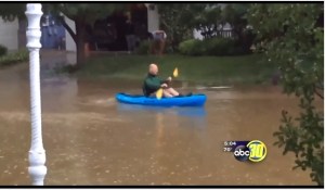 kayaking in the front yard